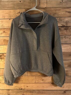 90 Degree By Reflex Women's Gray Quarter-Zip Pullover Hoodie